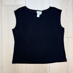 VTG Y2K Coldwater Creek Womens L Black Velvet Sleeveless Tank Top USA Stretch
